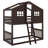 Twin Over Twin Size House Bunk With Ladder And Window,Wood Bunkbed W/Full-Length Guard Rail & Ladder,Slat Support-244794842
