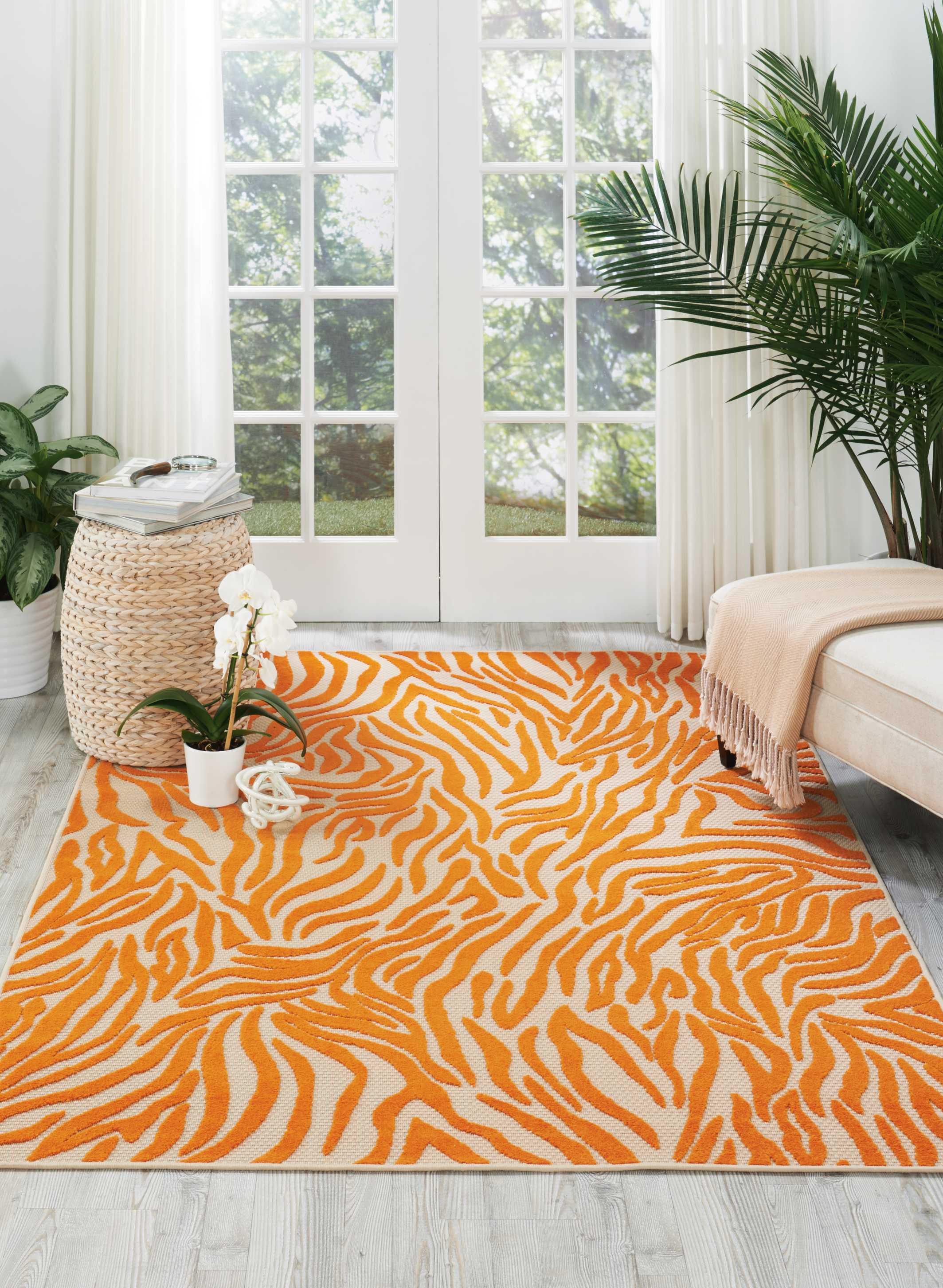 Orren Ellis Newton Striped Modern Orange Area Rug | Wayfair