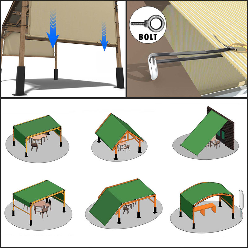Housse de remplacement pour auvent pour pergola Amgo, Beige, H 96 po x l 192 po x P 1 po
