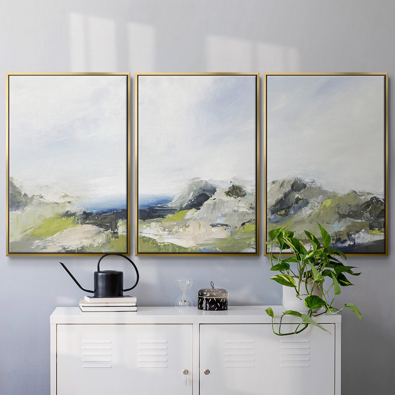 La Terre chante 3 pièces, H 40 po x l 78 po x P 2 po, Or