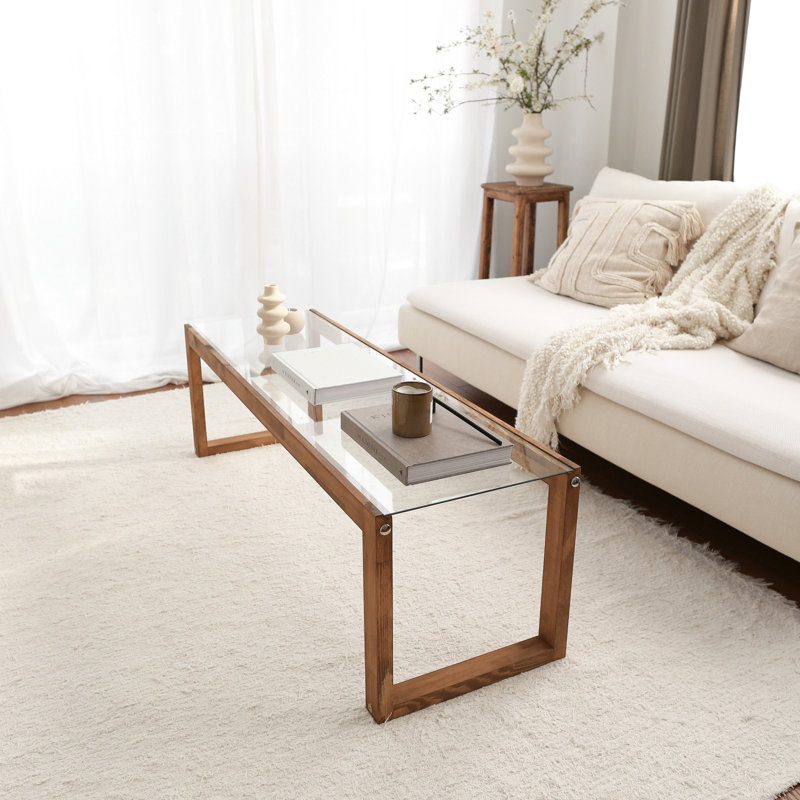 Meuble télé moderne avec 100% bois de pin massif et 100% verre trempé, 51,2 po x 15,7 po x 15,7 po | Fixation murale, design industriel, durable et élégant, parfait pour le salon et les espaces de divertissement, finition de fantaisie