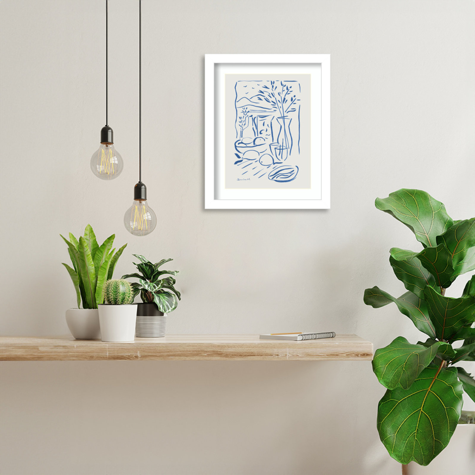 Mediterranean View by Dan Hobday Wood Framed Wall Art Print, White Framed, 13" H x 11" W