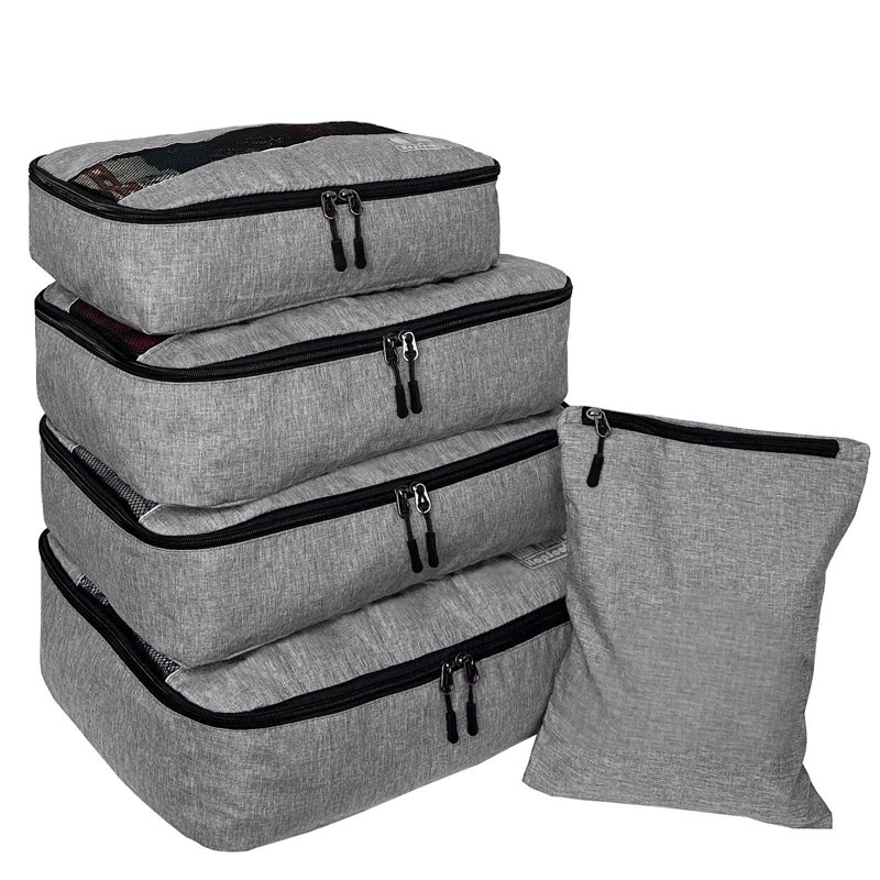 5 Set Packing Cubes For Travel Large Suitcase Luggage Organizer Bags Travel Accessories Vacation 4 Cubes 1 Laundry Pouch Bag