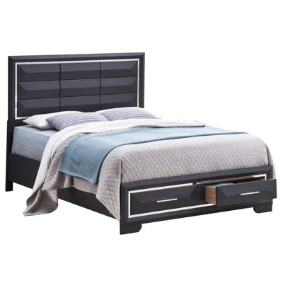 Panel Headboard Design Bed with Drawers