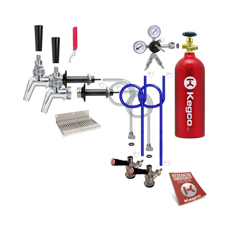 Kegco Premium 2-Tap Door Mount Kegerator Conversion Kit with 5 lb. CO2 Tank