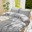 Ensemble de housse de couette à rayures 100% coton lavé DONEUS, ensemble de literie texturé 3 pièces avec fermeture à glissière-121384191-121384193