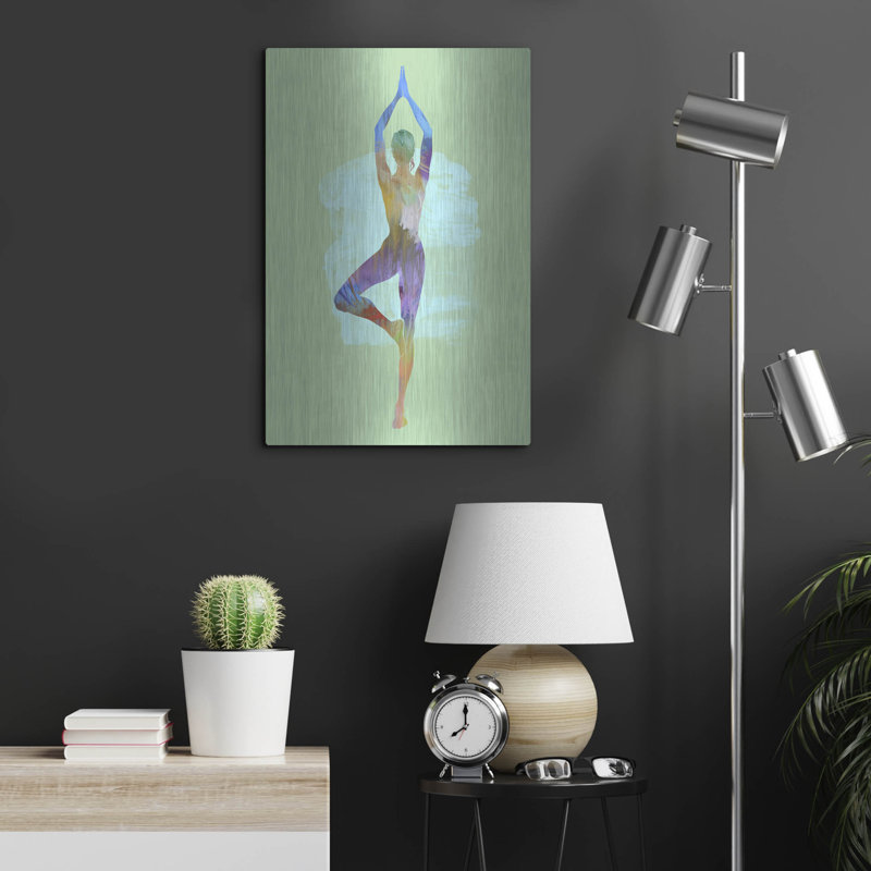 Ivy Bronx «Tree Pose Two Moon» par Tim Parker, art mural en métal, H 24 po x l 16 po