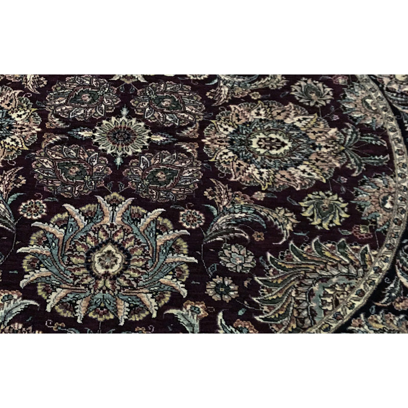 Wool Oriental Area Rug in Wine/Black