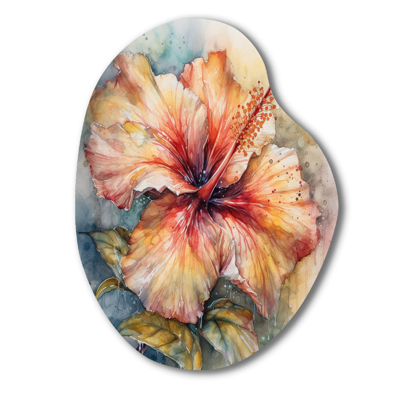 Dikili - Hibiscus asymétrique, reproduction d'art en métal de forme irrégulière, H 38 po x l 28 po