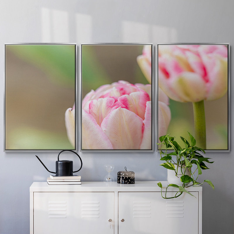 " Blush " 3 - Pieces, 24" H x 48" W x 2" D, Silver