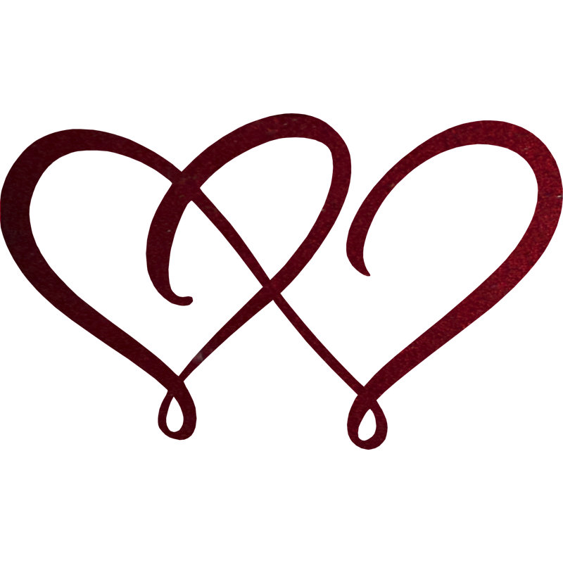 Double Heart Wall Décor, Hammered Copper, 15" H x 25" W x 0.06" D