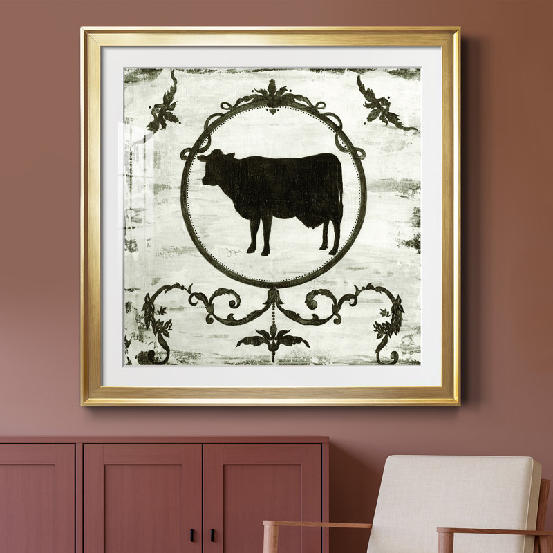 Vache Berkshire - cadre photo, Papier encadré doré, H 26,5 po x l 26,5 po x P 1,5 po