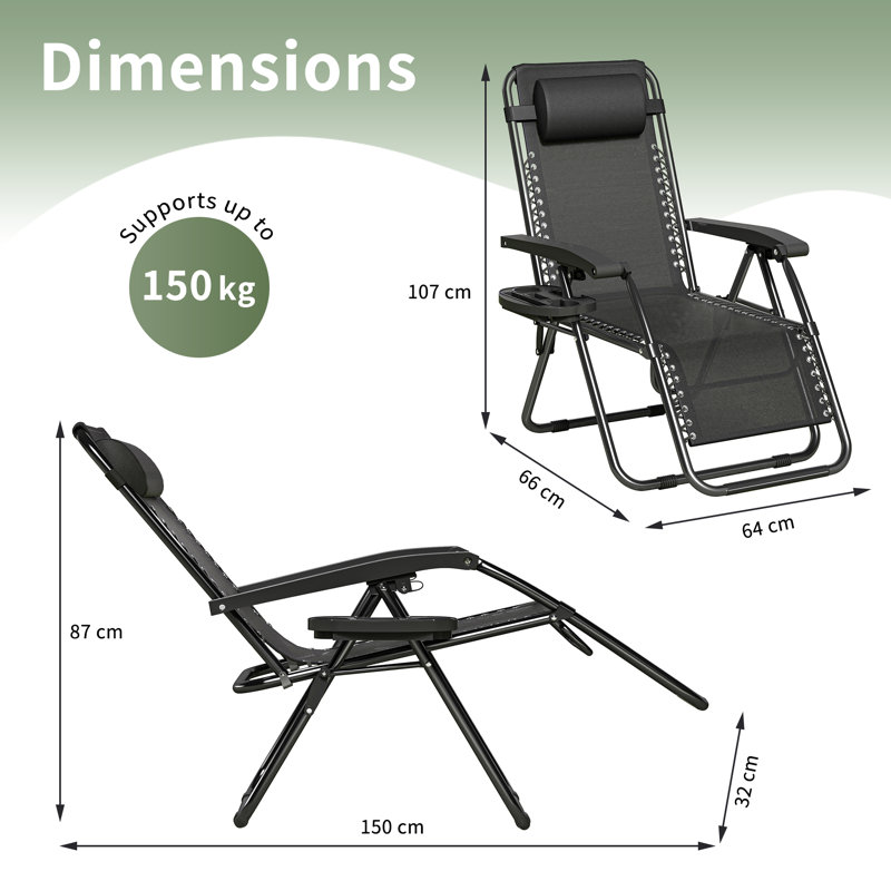 Folding Recliner Chair, Black