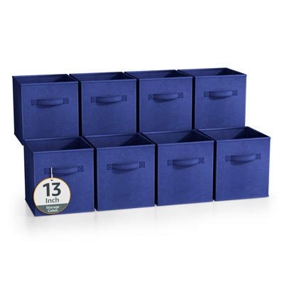 Bacs de rangement de 13 pouces Sorbus - Cubes de rangement robustes en tissu pliable avec poignée - 8 paniers pliables pour organiser vêtements, jouets, livres - Paniers de rangement pour tablettes, placards, bleu royal