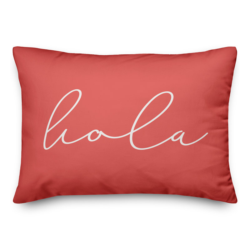 Textual Outdoor Throw Pillow, Coral