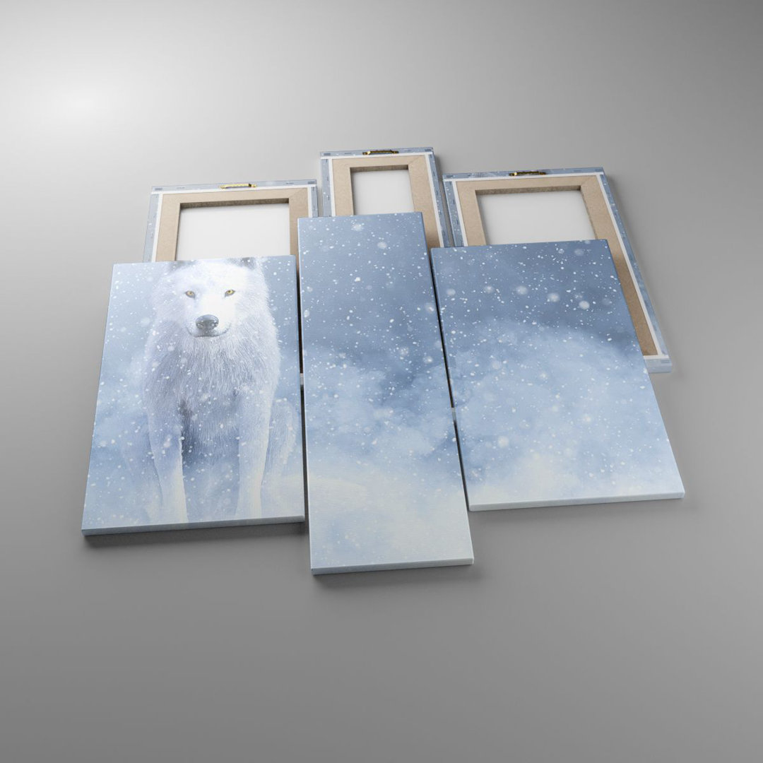 3-tlg. Leinwandbilder-Set White Wolf Snow