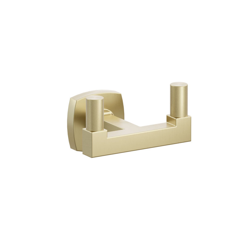 Emtek Select Double Hook w/ Soft Square Rosette, Square Stem & Knurled Tip, Polished Chrome