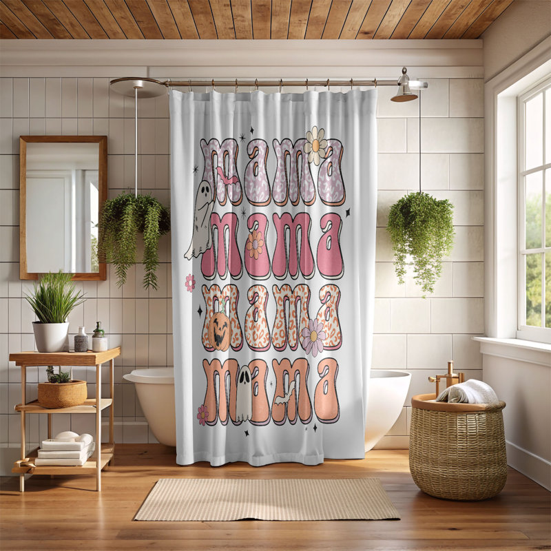 Rideau de douche standard 1 pièce Spook Mom, H 74 po x l 71 po