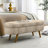 43.5"X16"X16" Oval Bench With Storage, Brown Color, Rubber Wood Legs, Hand - Crafted, Frame, Used As Footstool Or Sitting Area, Pleated Fabric Decoration, Storage Facility , Legs For Durability, Made