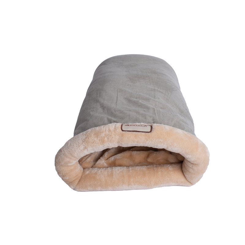 Faux Fur Nest Pet Bed, Sage Green and Beige