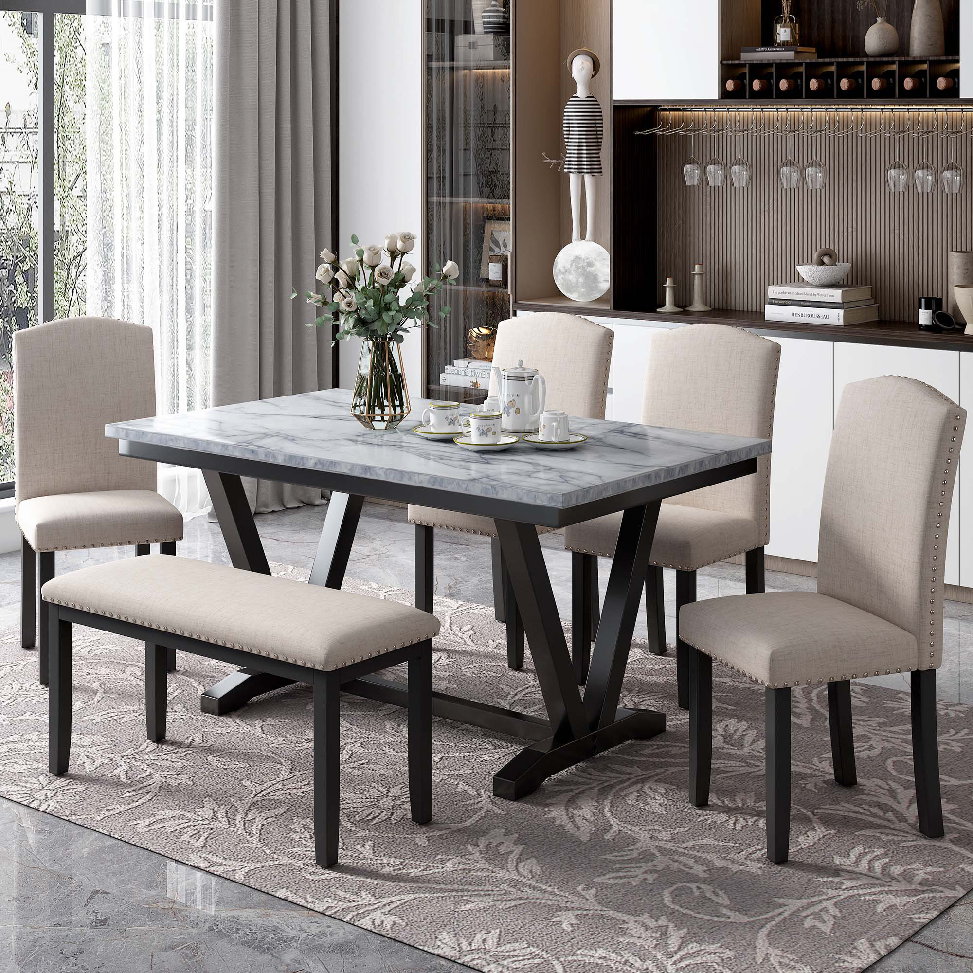 Lark Manor™ 6-Piece Dining Table With 4 Chairs & 1 Bench | Wayfair