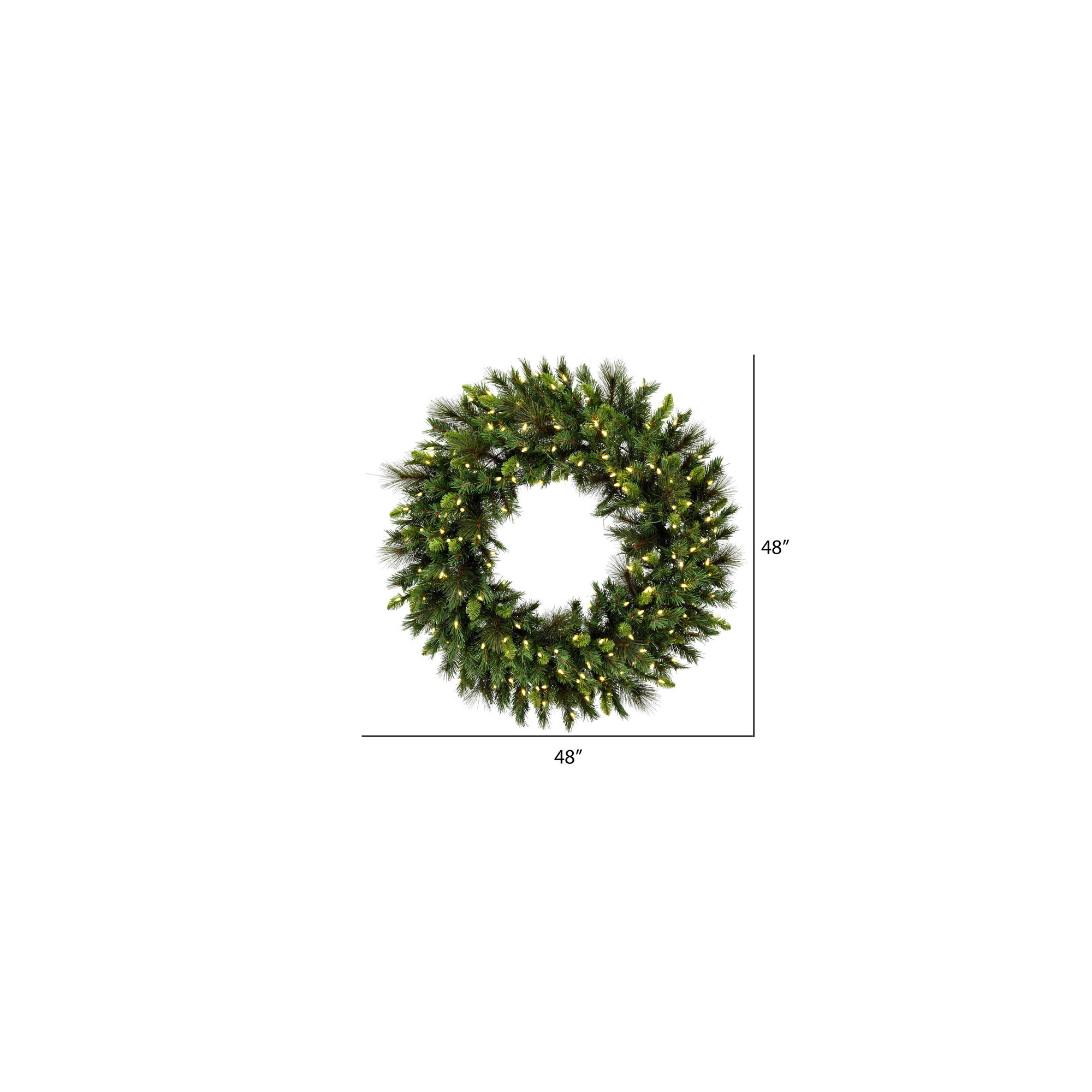 Bangor Mixed Pine Faux Pine Lighted Wreath, 48" H x 48" W x 4" D, LED