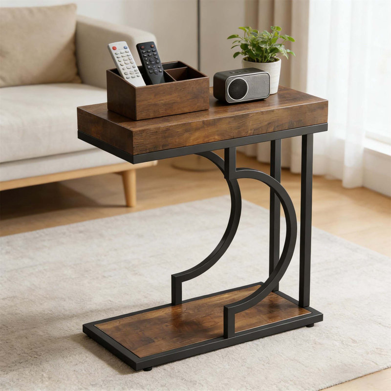 Table de bout compacte en demi-cercle, élégance moderne pour les petits espaces, décoration robuste et polyvalente