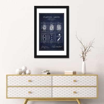 Hammatt Billings Playing Cards Patent Sketch (Navy Blue) by Aged Pixel - Gallery-Wrapped Canvas Giclée