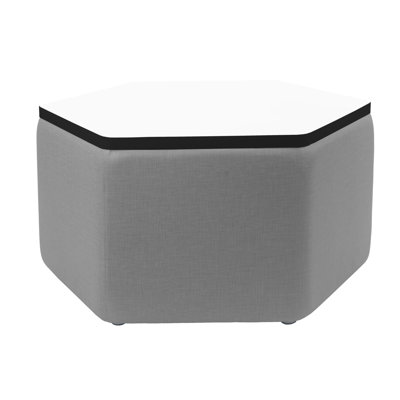 Pro Series Upholstered Hexagon Dry-Erase Ottoman Table 18" Height