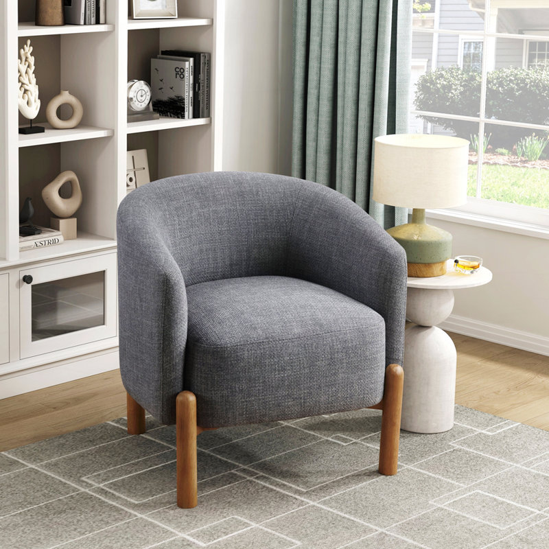 Chaise d'appoint avec pieds en bois massif, Tissu gris