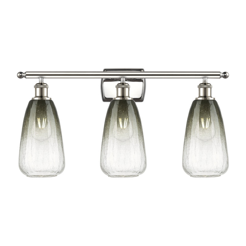 Brookhaven amande - 3 lumières - abat-jour ardoise Brookhaven amande - lumière de meuble-lavabo, Gris / nickel poli