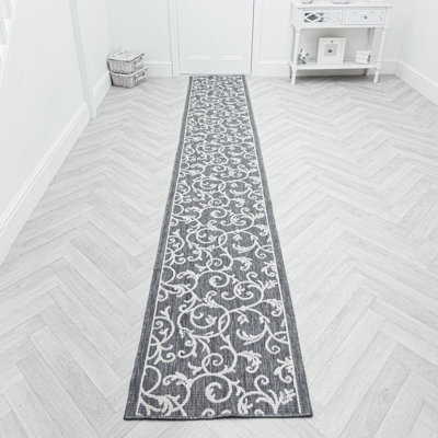 Runner Damask Flatweave Area Rug