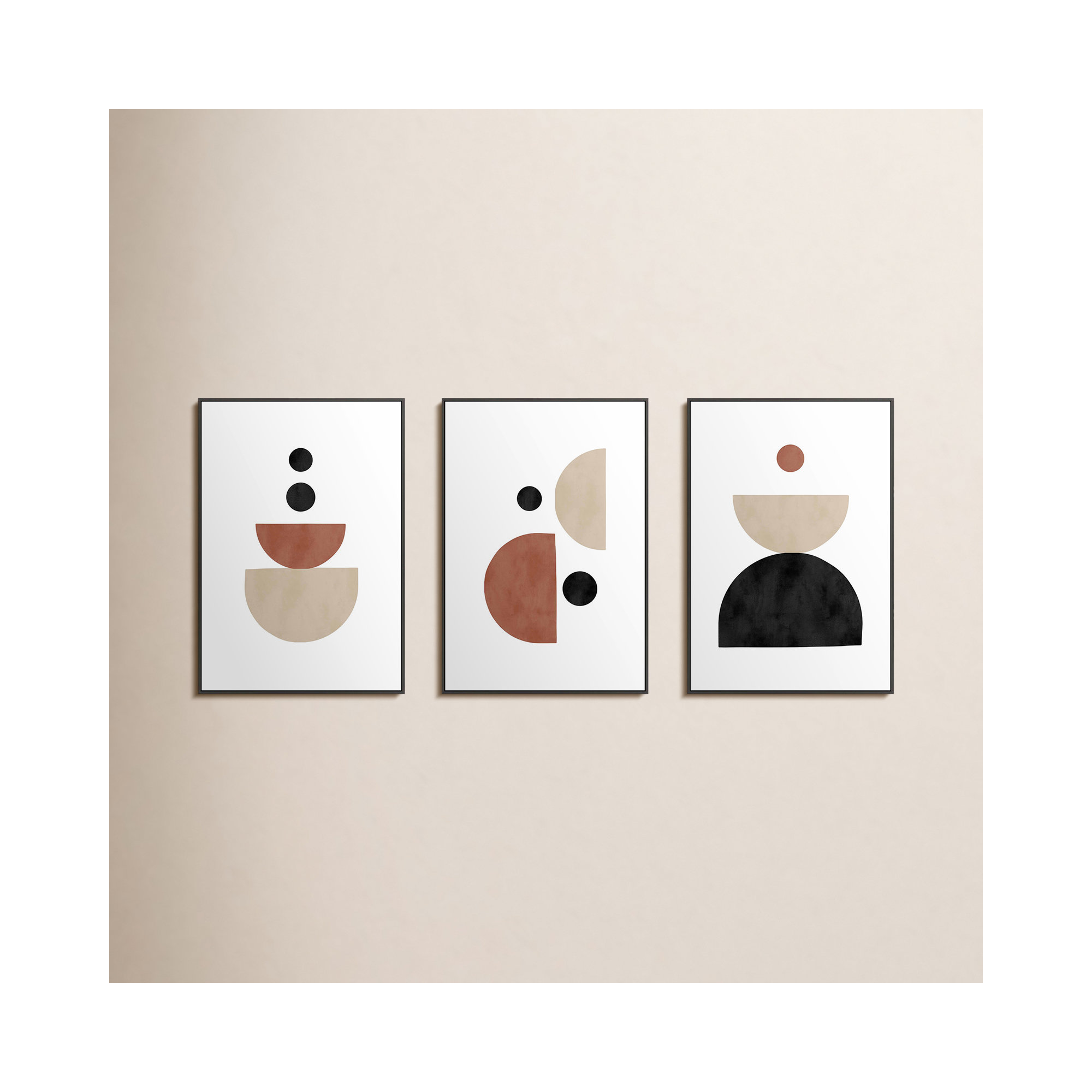 Geometric Shapes by Romina Gadler, 10" H x 7" W x 1.25" D, Black Framed Canvas