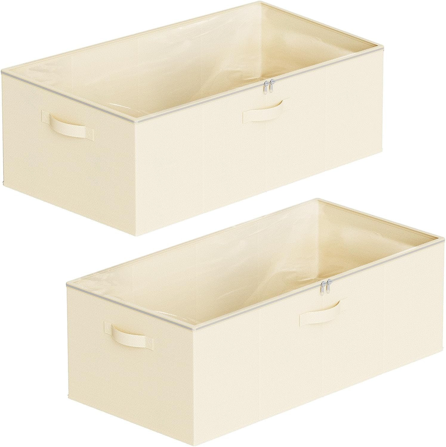 VERTBAUDET Lot De 2 Bacs De Rangement Blancs Imprimés - Pliables 30x30x30 Cm Avec Poignées