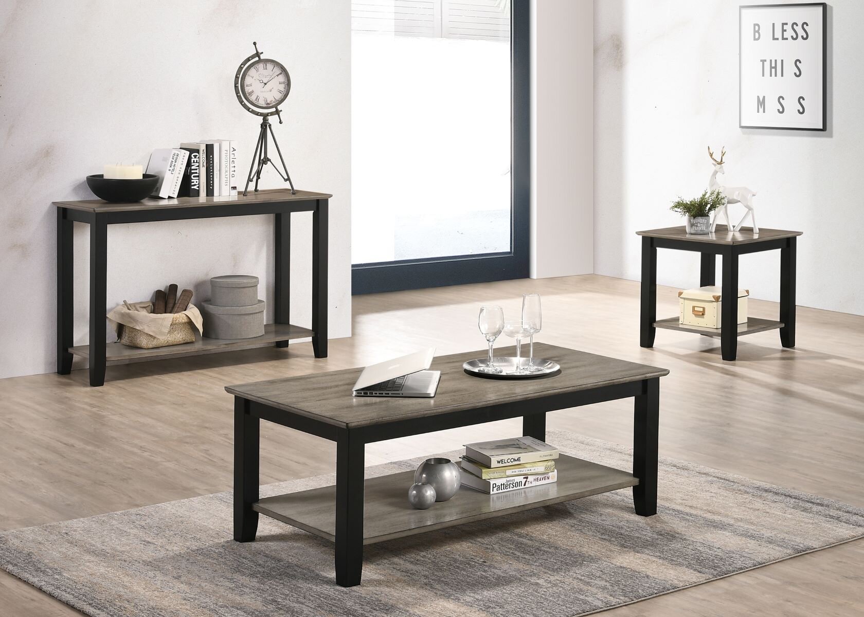 Wayfair 3 piece online coffee table set