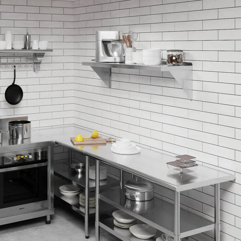 AmGood Stainless Steel Wall Mount Shelf, 16" H x 48" W x 14" D