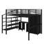 Lit mezzanine double en métal avec garde-robe et table