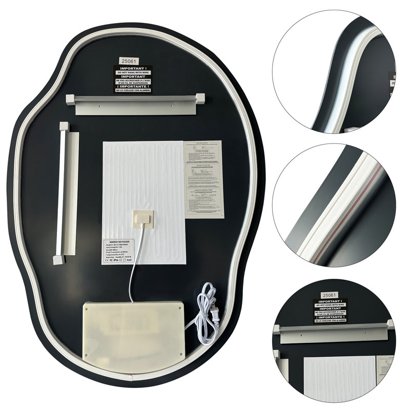 Miroir mural anti-buée Dibbrun, Asymétrique, 25 po x 35 po