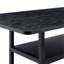 Ensemble de salle à manger 6 pièces en lin et coton gris foncé avec table rectangulaire en panneau de fibres à densité moyenne noir et tablette de rangement intégrée pour les cuisines modernes