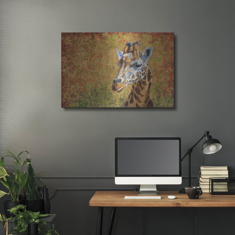 «Luxe Metal Art» Giraffe In Gold2 par David Stribble »par David Stribble, H 24 po x l 36 po