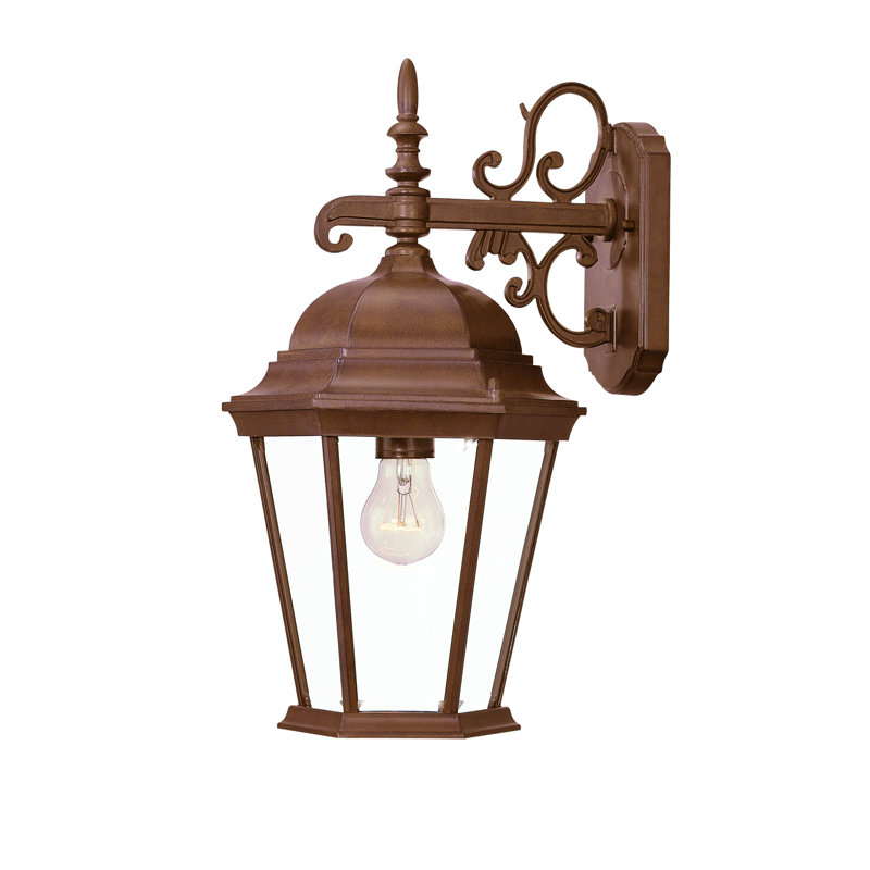 Lanterne murale d'extérieur H 17,5 po Howa, Noyer à nœuds, Verre biseauté transparent