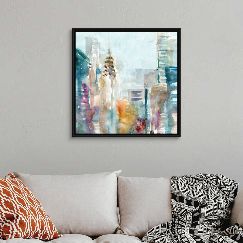 Spectrum NYC - Peinture sur toile, Cadre flottant noir, H 31,7 po x l 31,7 po x P 1,75 po