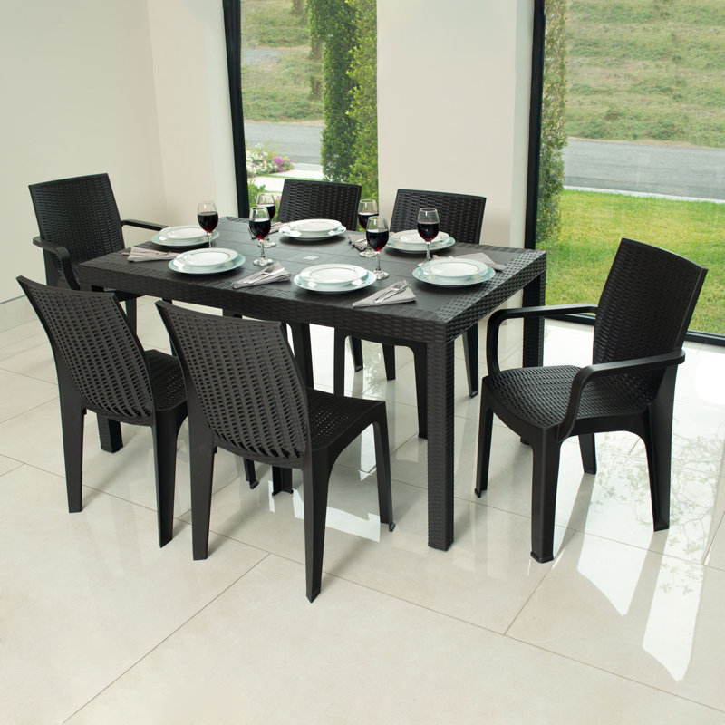 Ensemble repas extérieur pour 6 personnes Asmar, Brun