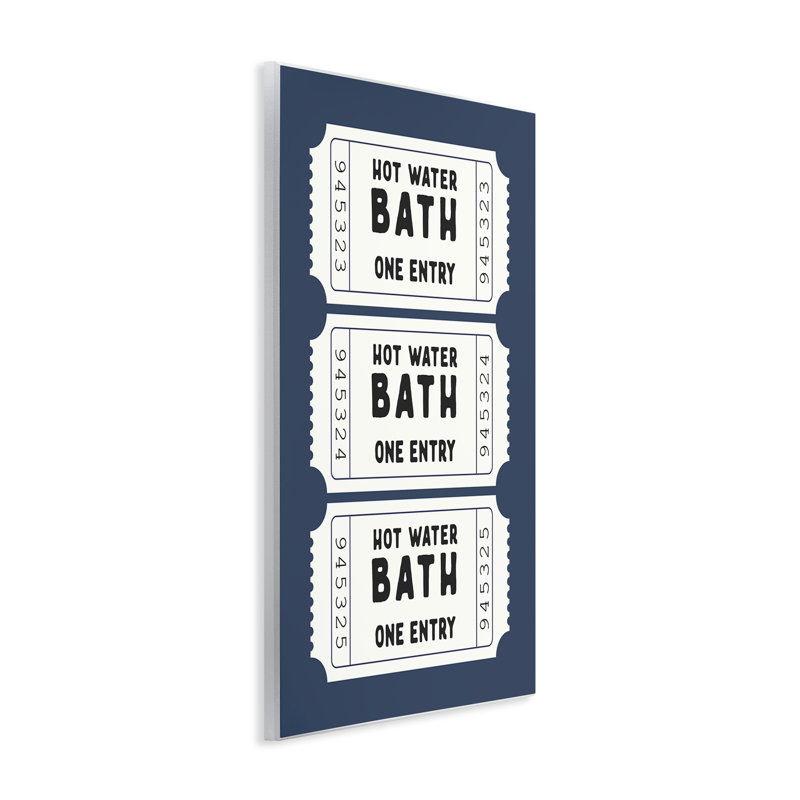 Plaque murale bleu marine pour billets de bain, signée lettrée et doublée, H 19 po x l 13 po