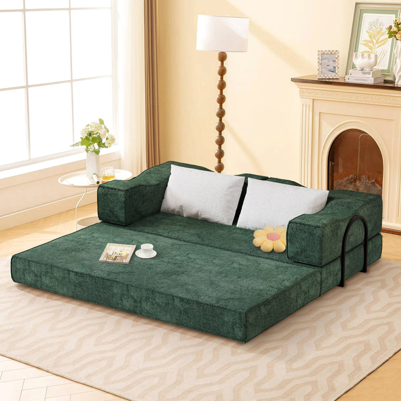 Canapé-lit convertible de 80 po pour très grand lit avec 2 coussins, canapé-lit pliant en velours côtelé, aucun assemblage requis, canapé-lit de salon pour les petits espaces de salon