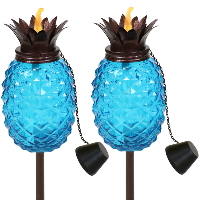 Ensemble de torche d'extérieur à citron 3 en 1 avec hauteur réglable Lybarger, Bleu