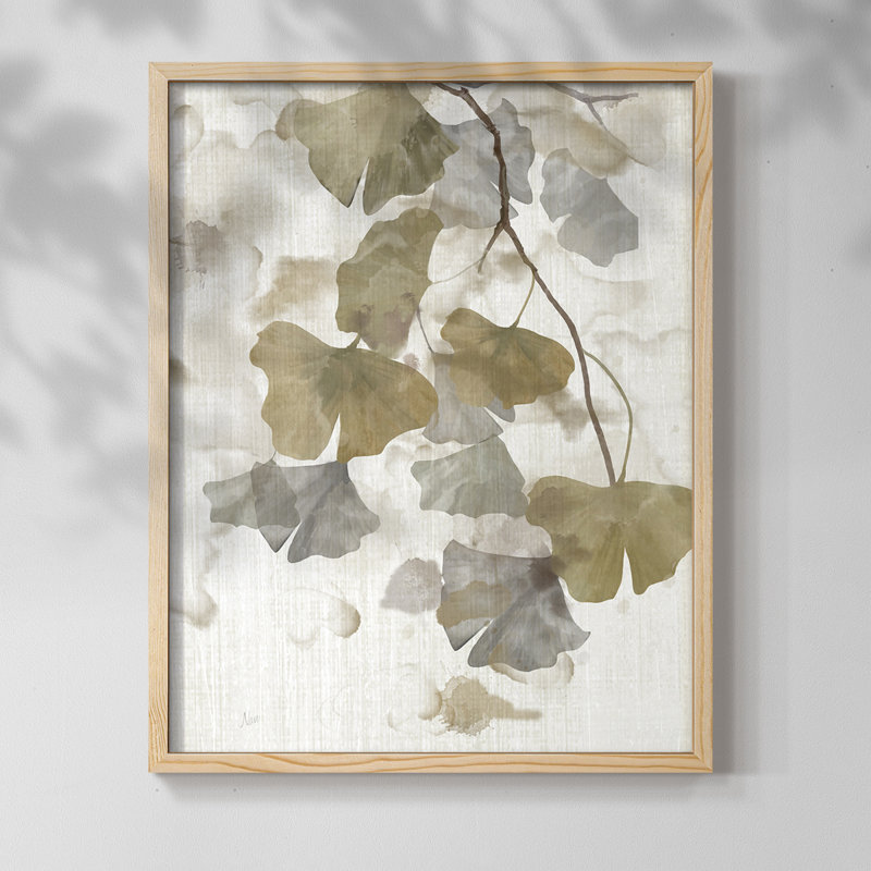 Reproduction encadrée Ginkgo Accent II - bois massif, Naturel, H 11 po x l 9 po