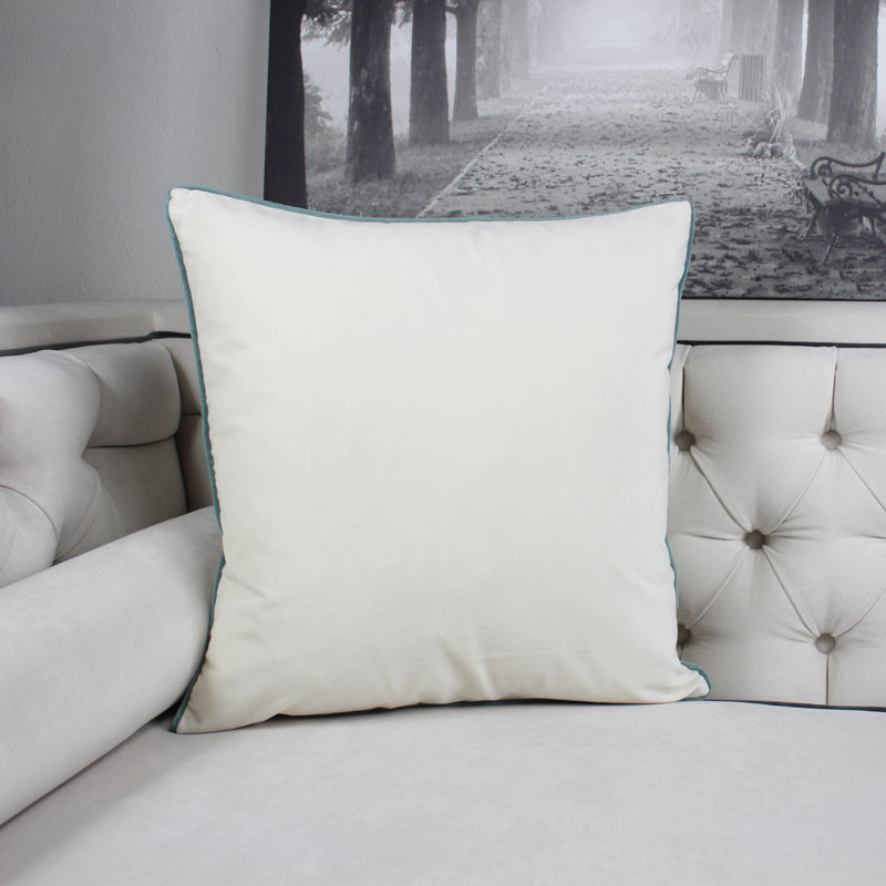 Ayania Square Velvet Pillow Cover & Insert, Ivory
