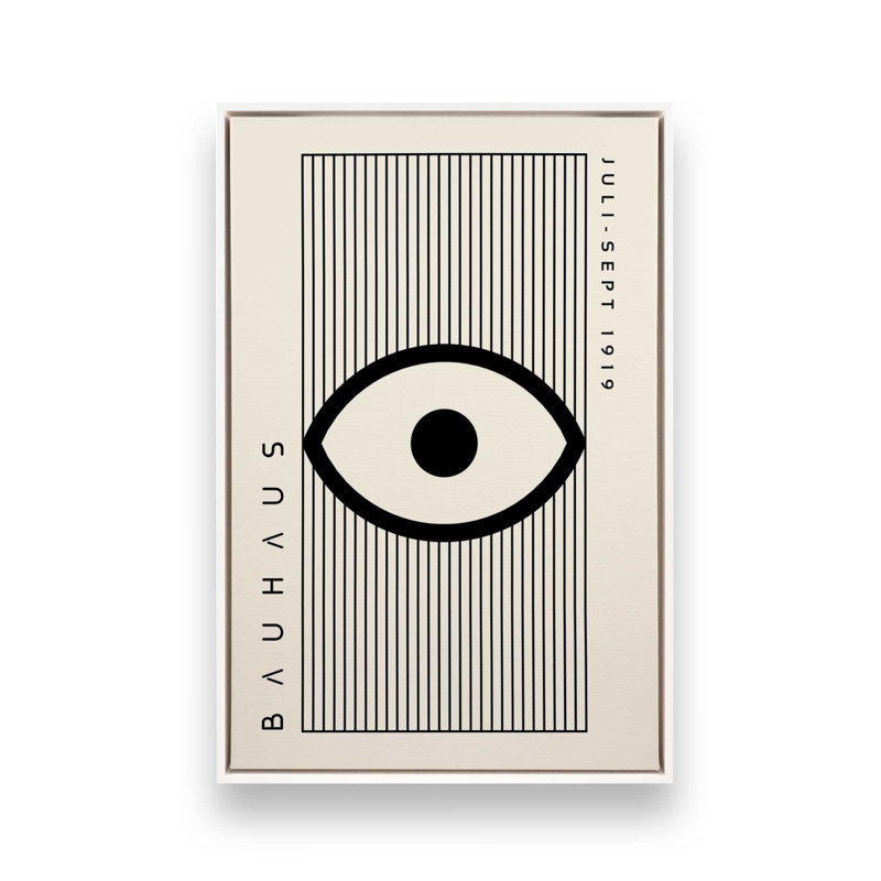 Impression sur toile avec cadre géométrique Bauhaus, H 18,75 po x l 12,75 po, Blanc opaque