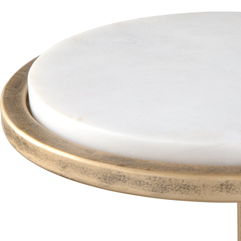 Cinna Marble End Table, White Top/Gold Base